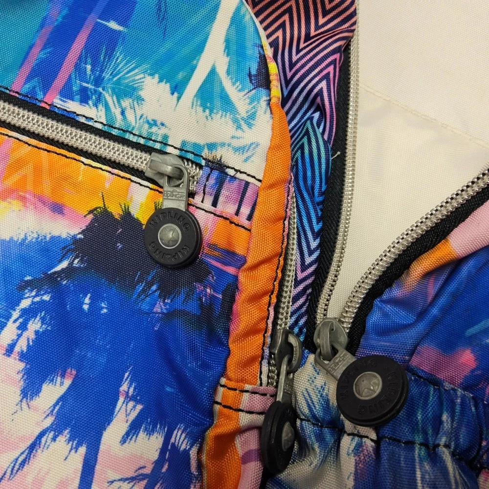 Kipling Backpack Kids Blue Pink Orange Palm Tree‎ Chevron BP4406-9BD - Picture 16 of 16